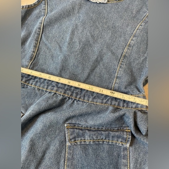 Boohoo Denim Skater Dress with Frayed Hem Size 4 - Picture 8 of 9